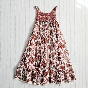 Free People Oh Baby Floral Mini Dress Swing Fully Lined White Cotton Smocked XS